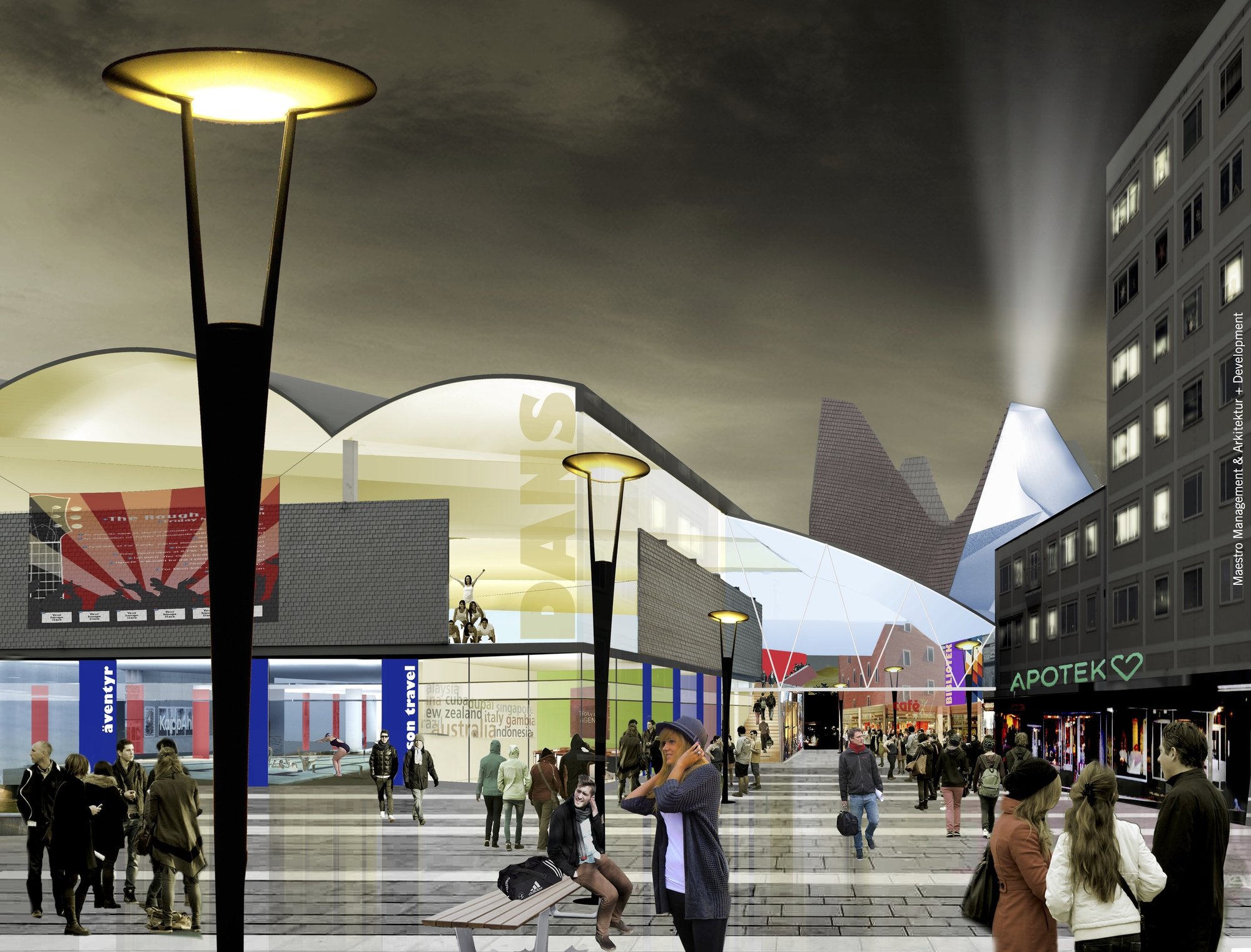 The multi-activity building will increase life in the city and fill earlier unused and dead space.
